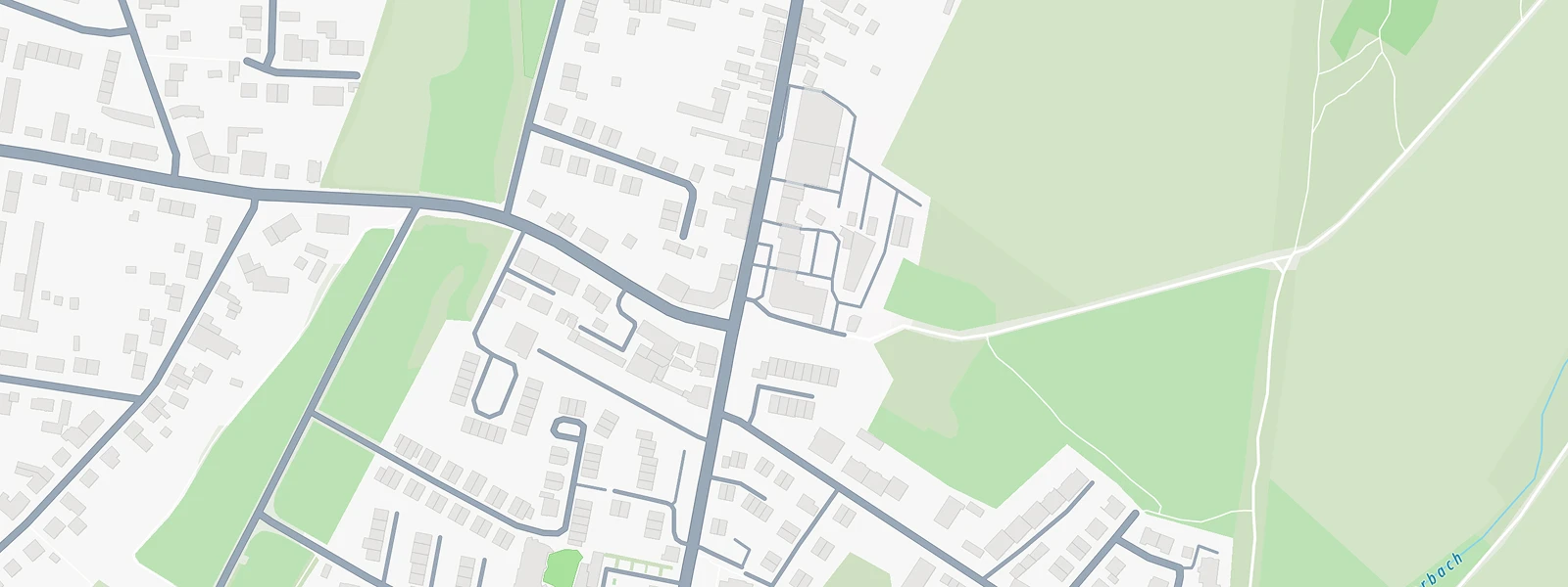 Karte mit Straßen und Grünflächen